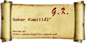 Geher Kamilló névjegykártya